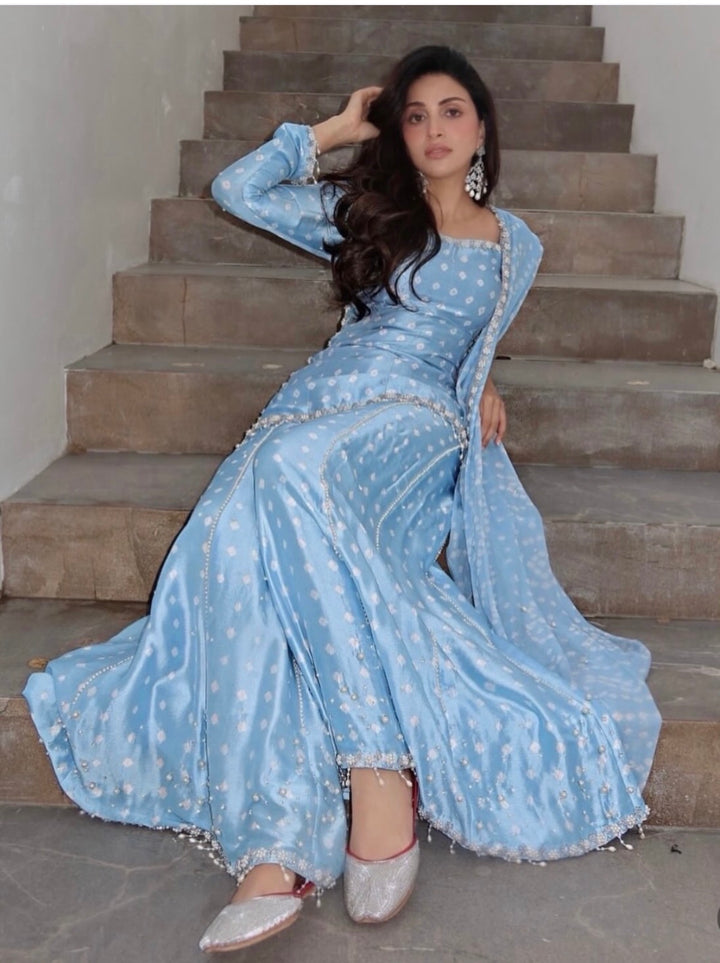 CHUNRI PURE CHARMEUSE SILK SHARARA SUIT SFSH01