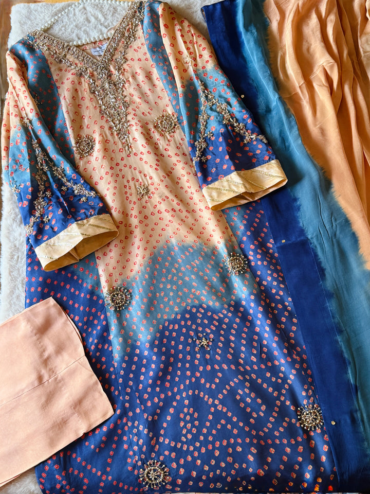 PURE SILK CHUNRI CUSTOM KAFTAN PARTYWEAR CHSF02