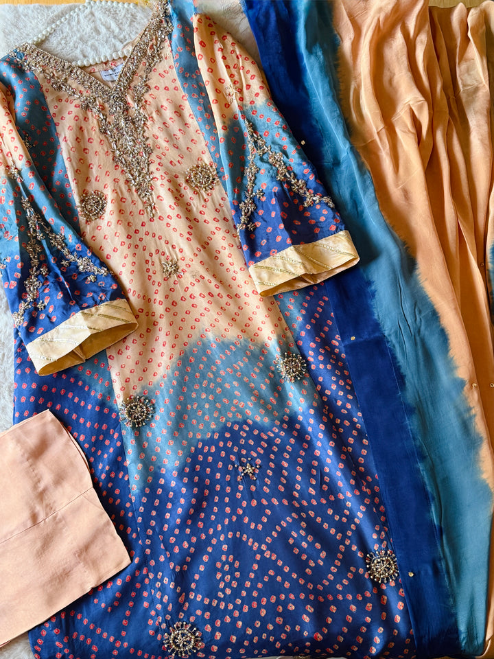 PURE SILK CHUNRI CUSTOM KAFTAN PARTYWEAR CHSF02