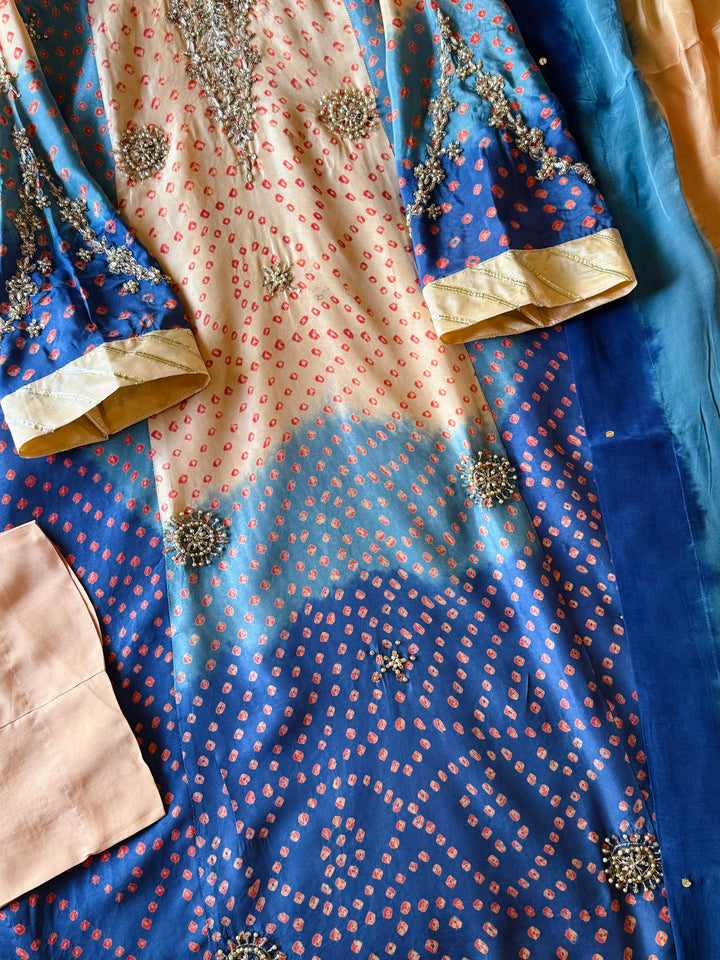 PURE SILK CHUNRI CUSTOM KAFTAN PARTYWEAR CHSF02