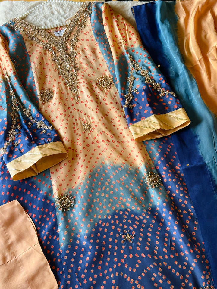 PURE SILK CHUNRI CUSTOM KAFTAN PARTYWEAR CHSF02