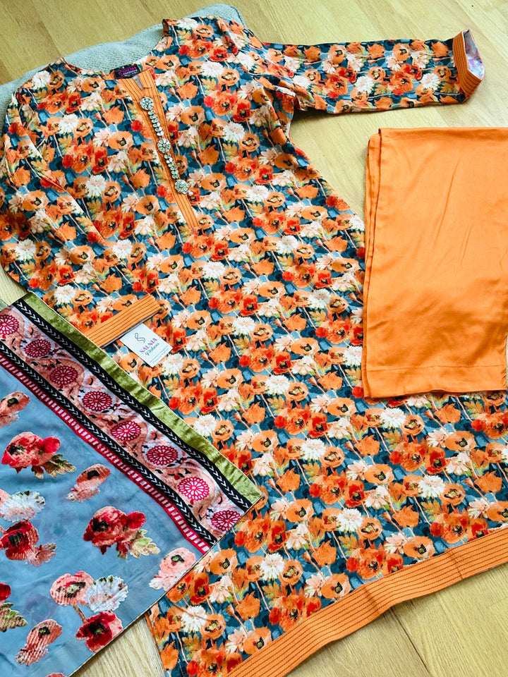 EMBROIDEREDLINEN SUIT WITH PALACHI DUPATTA PLSF10