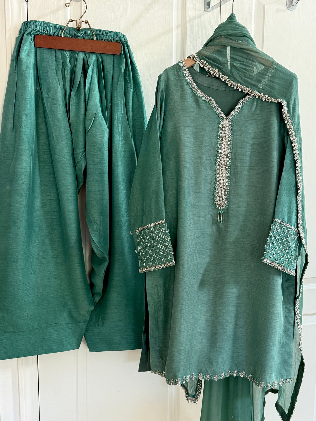 HAND EMBELLISHED RAW SILK FARSHI SHALWAR FRSH67