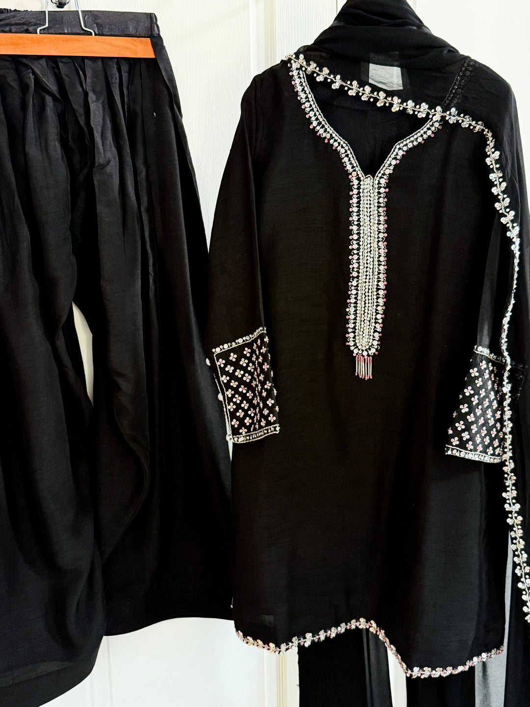 HAND EMBELLISHED RAW SILK FARSHI SHALWAR FRSH68