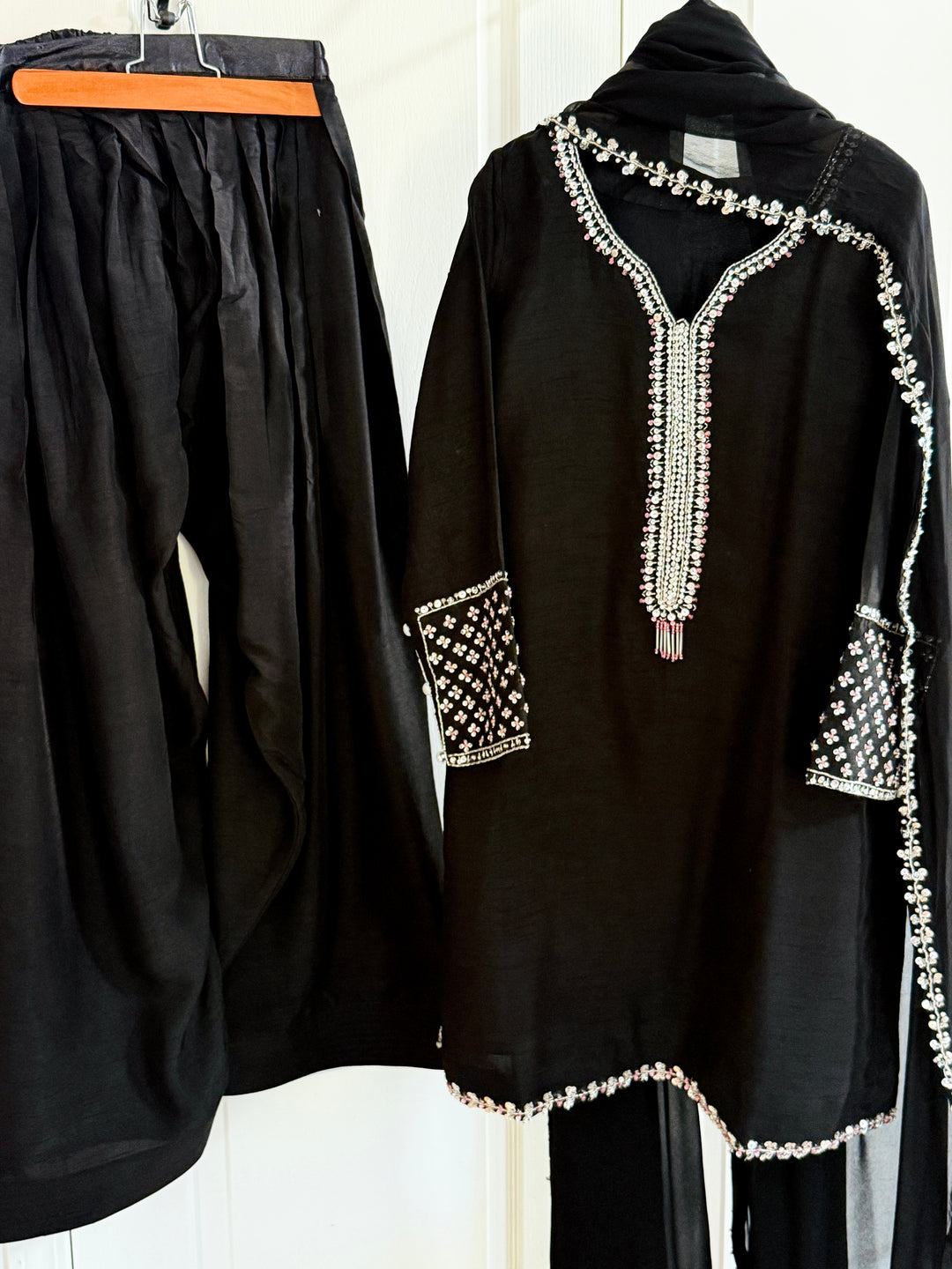 HAND EMBELLISHED RAW SILK FARSHI SHALWAR FRSH68
