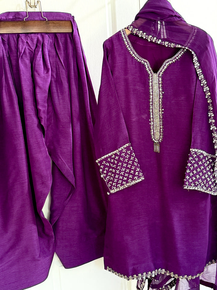 HAND EMBELLISHED RAW SILK FARSHI SHALWAR FRSH65