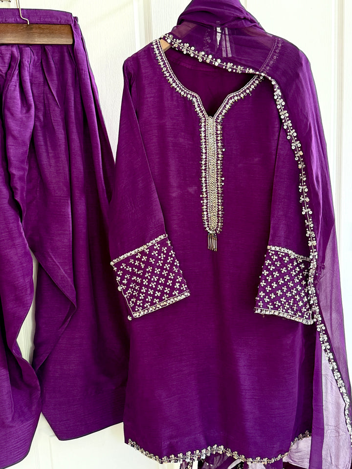 HAND EMBELLISHED RAW SILK FARSHI SHALWAR FRSH65