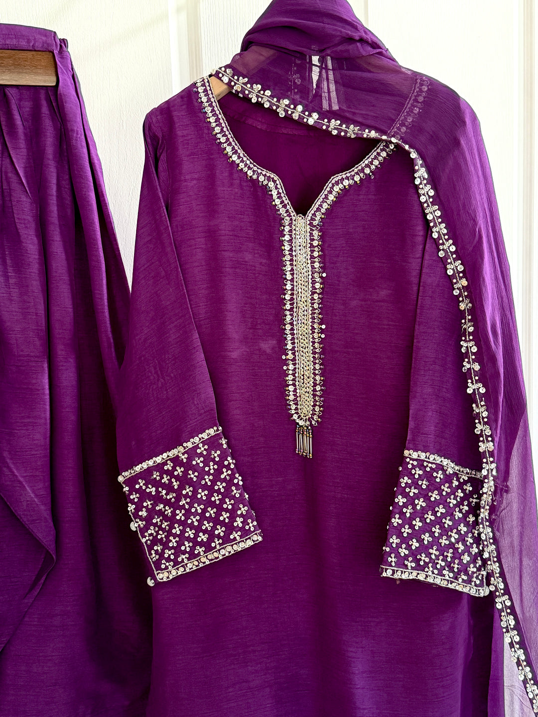 HAND EMBELLISHED RAW SILK FARSHI SHALWAR FRSH65