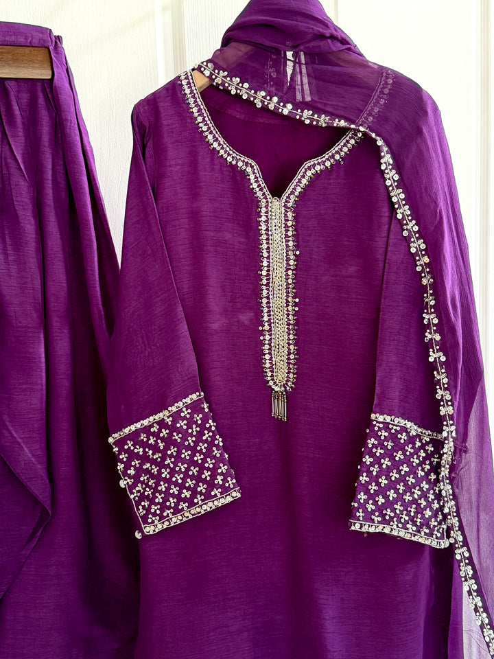 HAND EMBELLISHED RAW SILK FARSHI SHALWAR FRSH65