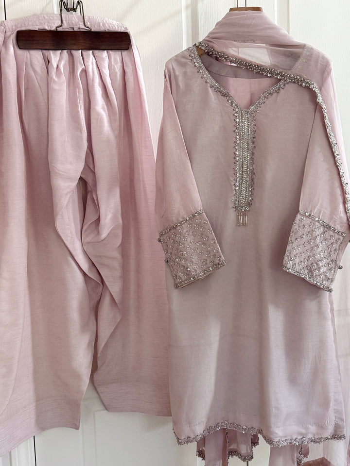 HAND EMBELLISHED RAW SILK FARSHI SHALWAR FRSH66