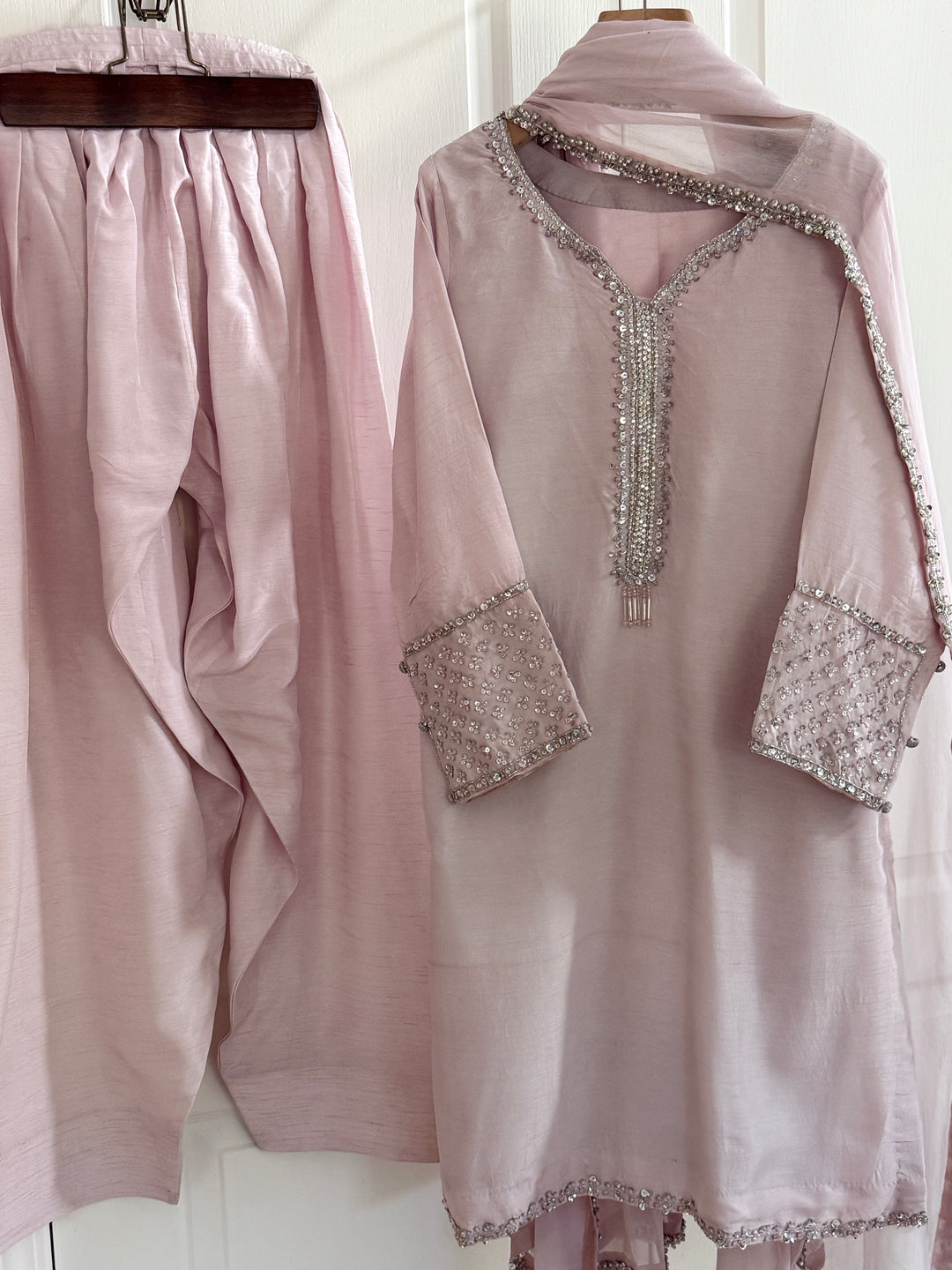 HAND EMBELLISHED RAW SILK FARSHI SHALWAR FRSH66