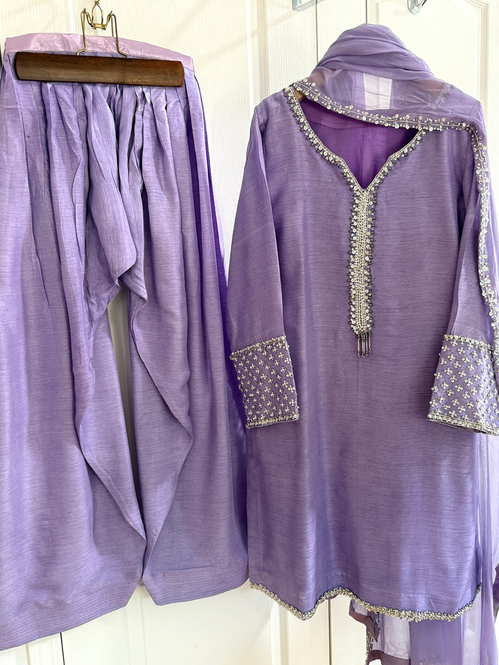 HAND EMBELLISHED RAW SILK FARSHI SHALWAR FRSH70