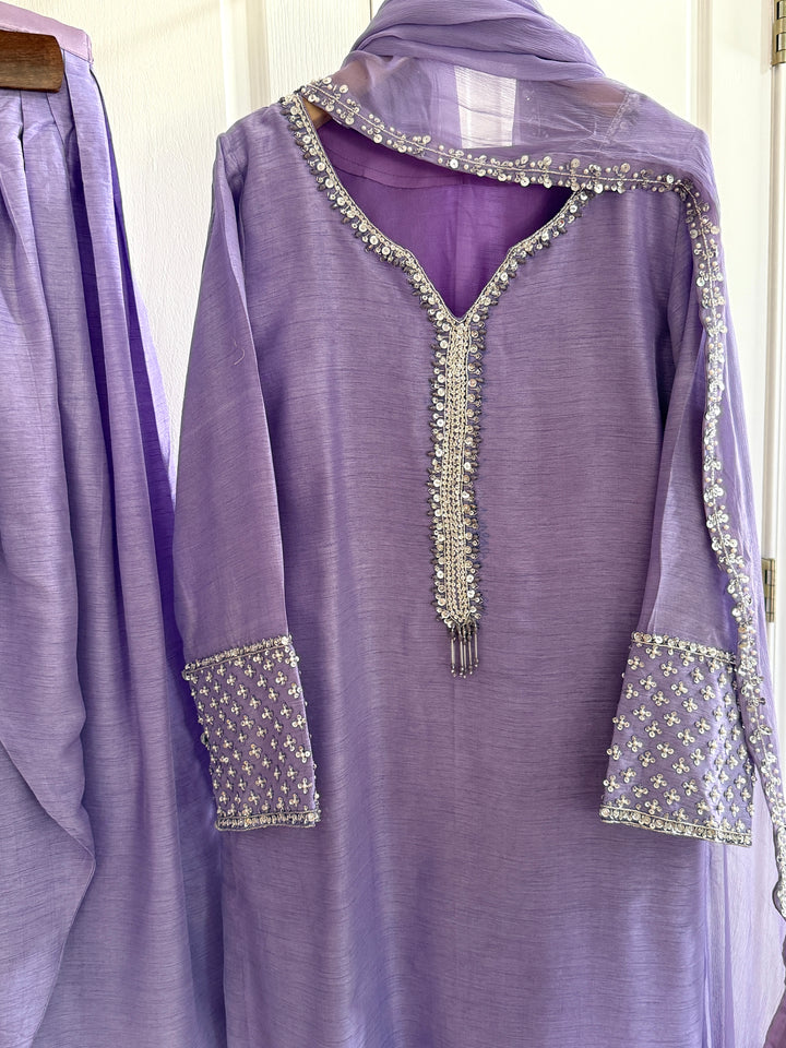 HAND EMBELLISHED RAW SILK FARSHI SHALWAR FRSH70