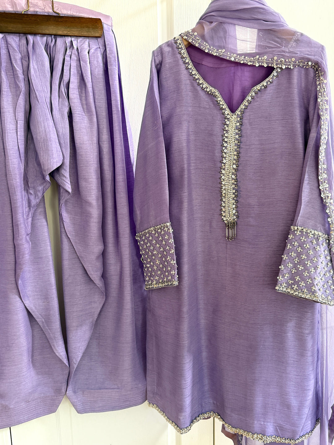HAND EMBELLISHED RAW SILK FARSHI SHALWAR FRSH70