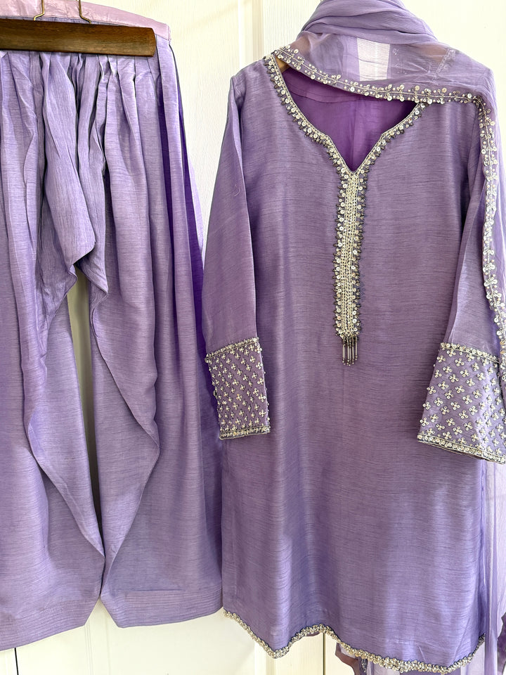 HAND EMBELLISHED RAW SILK FARSHI SHALWAR FRSH70