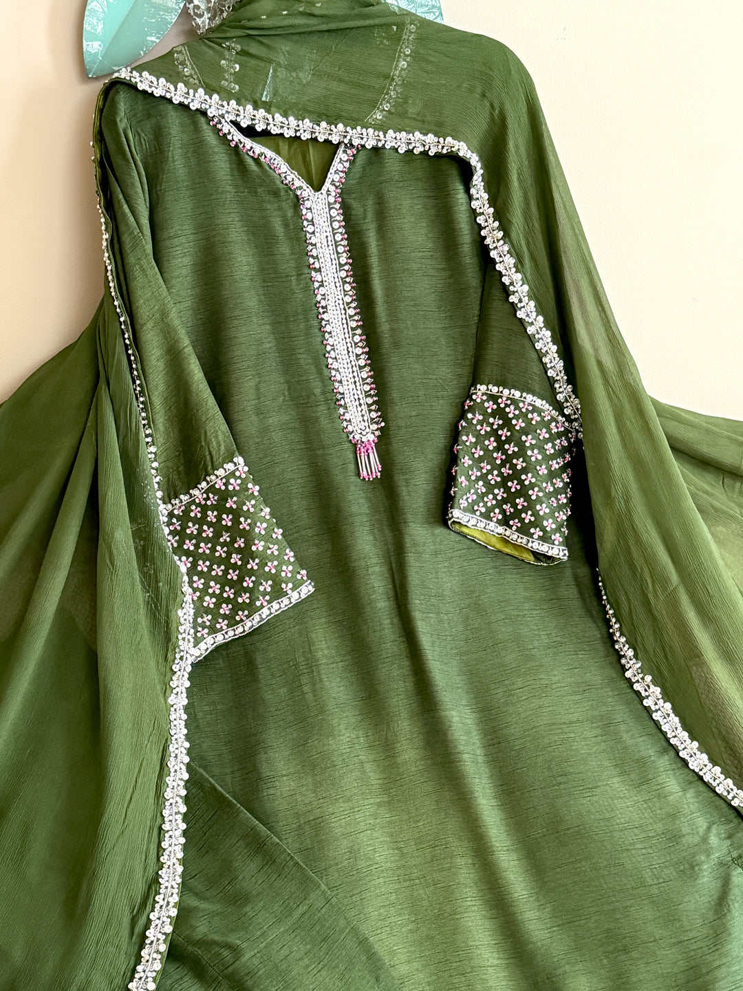 HAND EMBELLISHED RAW SILK SUIT FRSH60