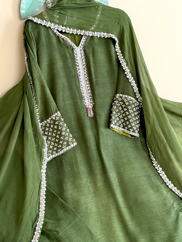 HAND EMBELLISHED RAW SILK SUIT FRSH60