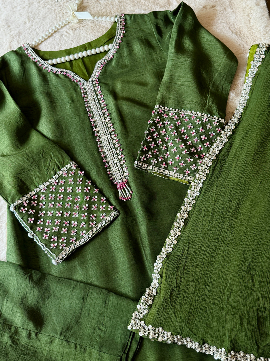 HAND EMBELLISHED RAW SILK SUIT FRSH60