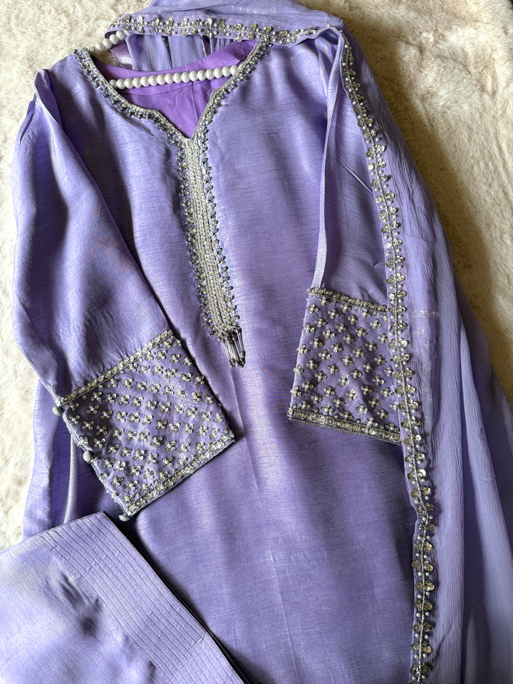 HAND EMBELLISHED RAW SILK FARSHI SHALWAR FRSH70