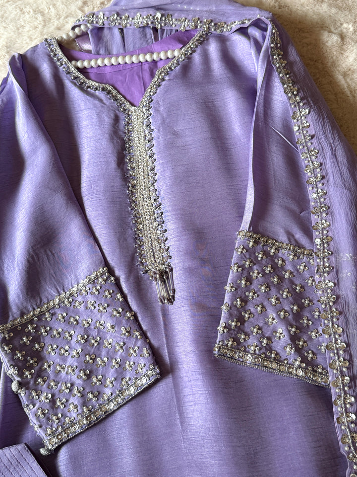 HAND EMBELLISHED RAW SILK FARSHI SHALWAR FRSH70