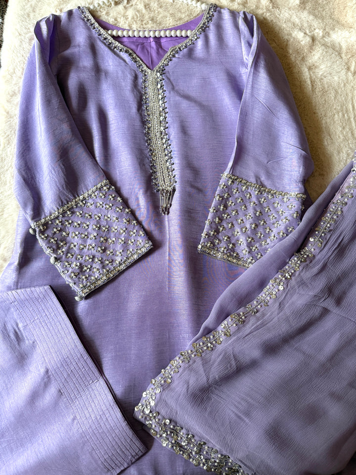HAND EMBELLISHED RAW SILK FARSHI SHALWAR FRSH70