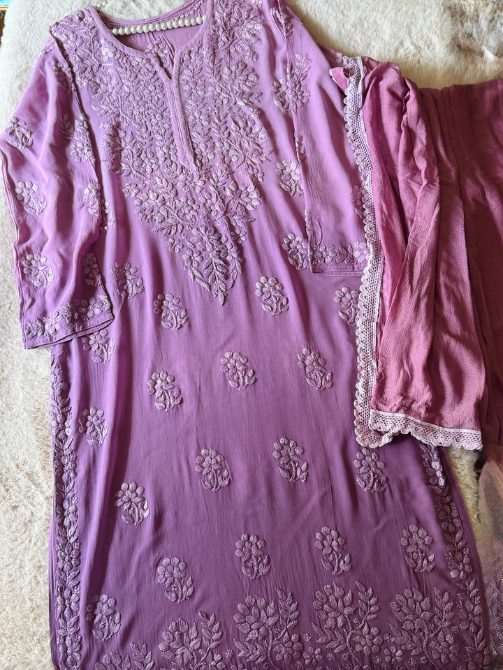 PURE GORGETTE CHIKANKARI WITH HEAVY 3-D WORK SFCH01