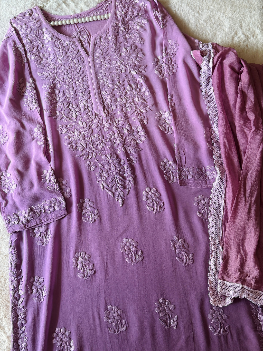 PURE GORGETTE CHIKANKARI WITH HEAVY 3-D WORK SFCH01