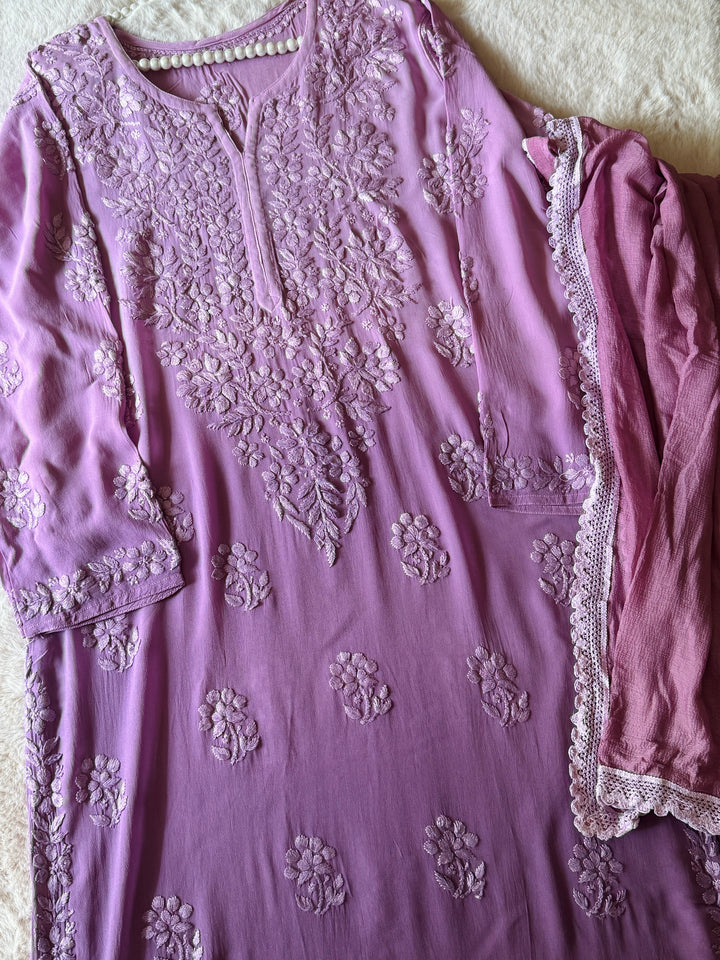 PURE GORGETTE CHIKANKARI WITH HEAVY 3-D WORK SFCH01