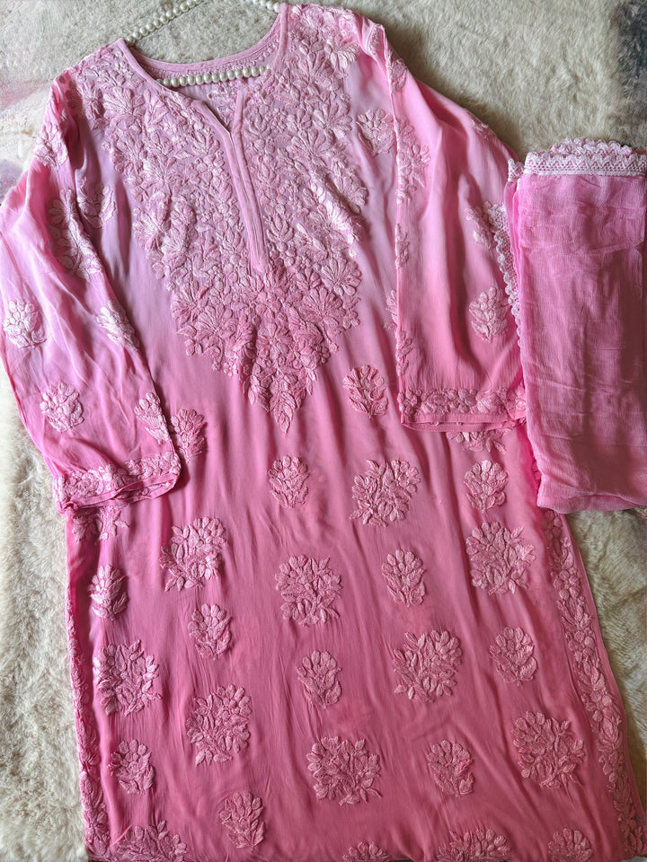 PURE GORGETTE CHIKANKARI WITH HEAVY 3-D WORK SFCH04