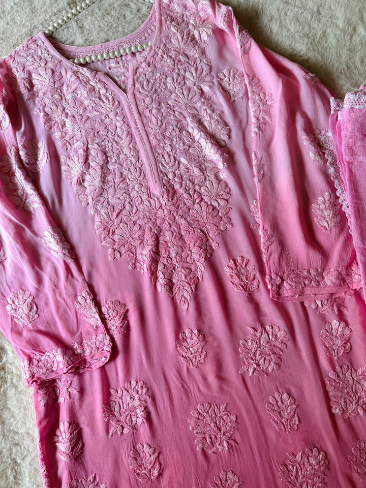 PURE GORGETTE CHIKANKARI WITH HEAVY 3-D WORK SFCH04