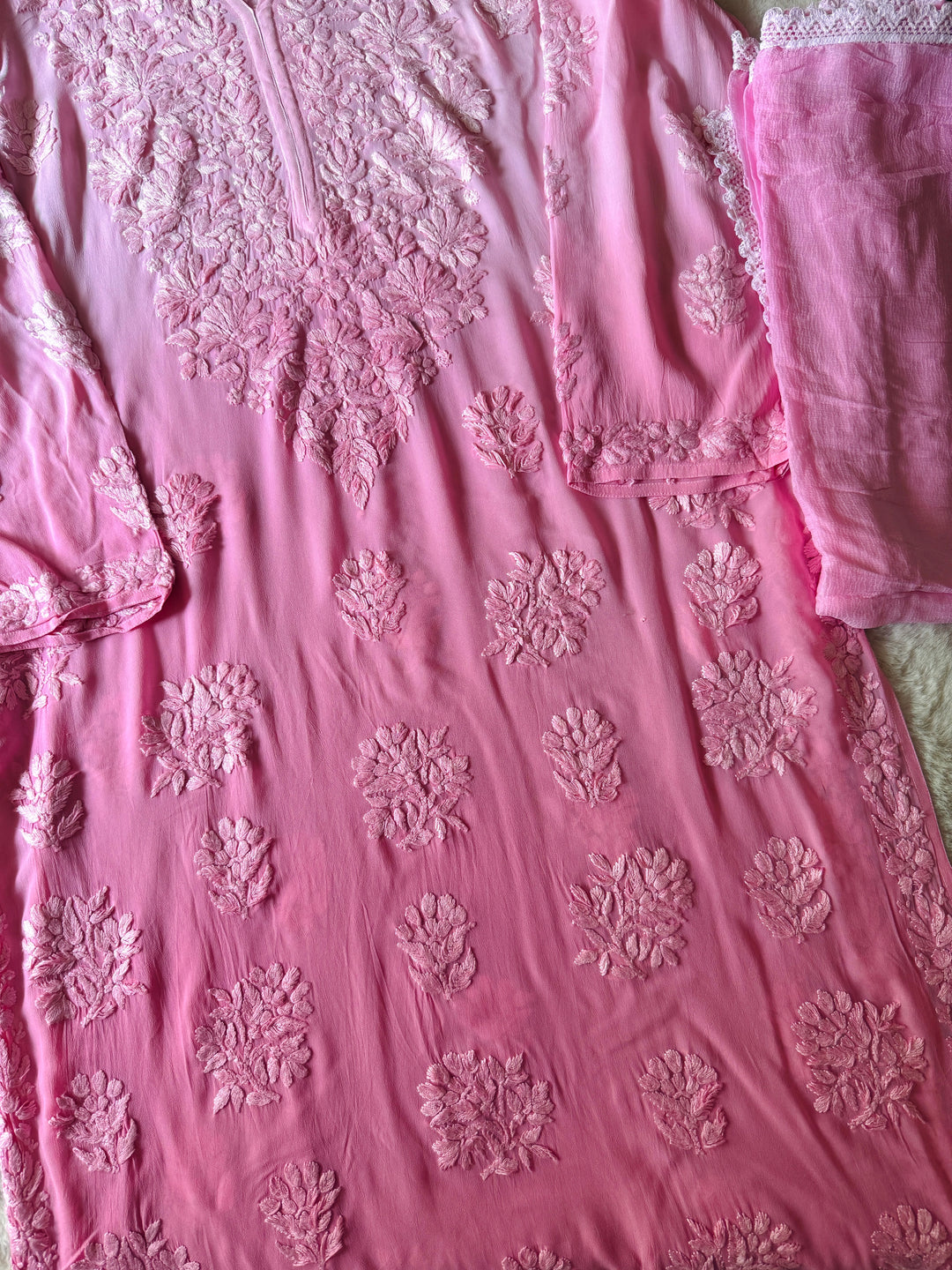 PURE GORGETTE CHIKANKARI WITH HEAVY 3-D WORK SFCH04