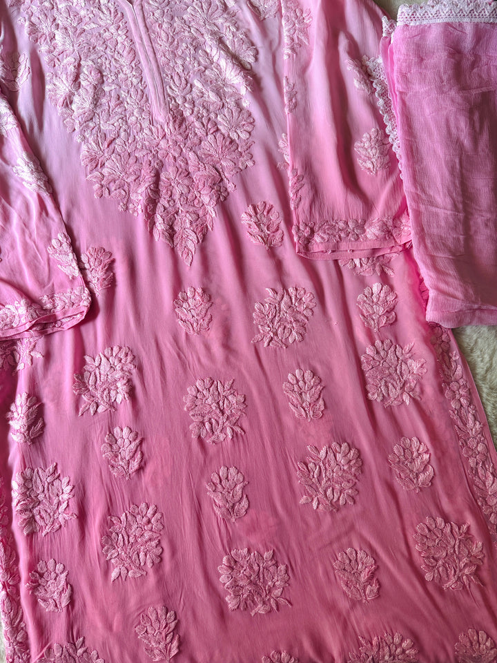 PURE GORGETTE CHIKANKARI WITH HEAVY 3-D WORK SFCH04