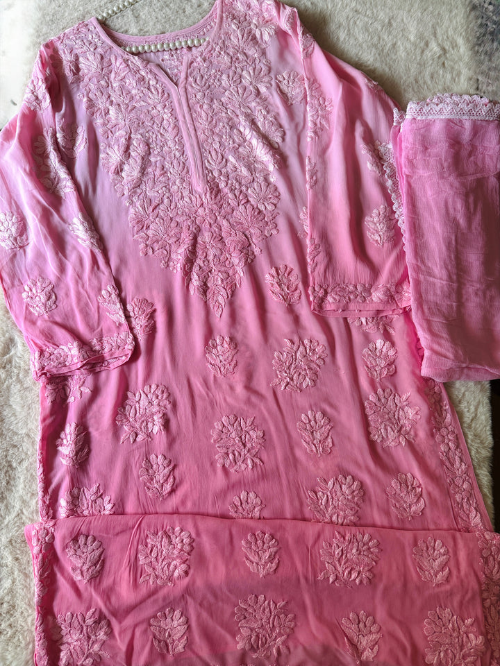 PURE GORGETTE CHIKANKARI WITH HEAVY 3-D WORK SFCH04