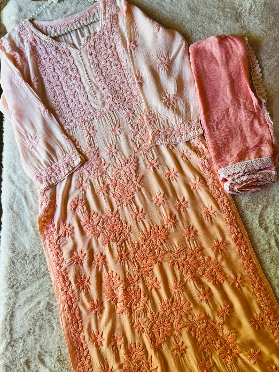 PURE SILK CHIKANKARI WITH HEAVY 3-D WORK SFCH09