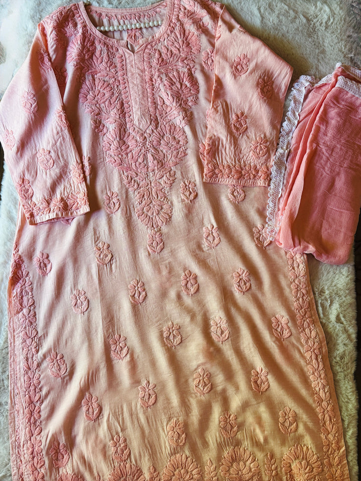 PURE SILK CHIKANKARI WITH HEAVY 3-D WORK SFCH11