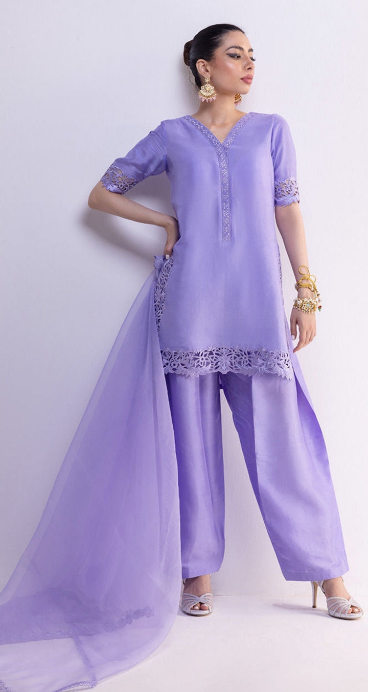 EMBROIDERED CUTWORK SHEESHA SILK FRSH08