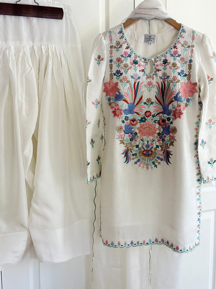 EMBROIDERED KOREAN RAW SILK FARSHI SHALWAR FRSH61