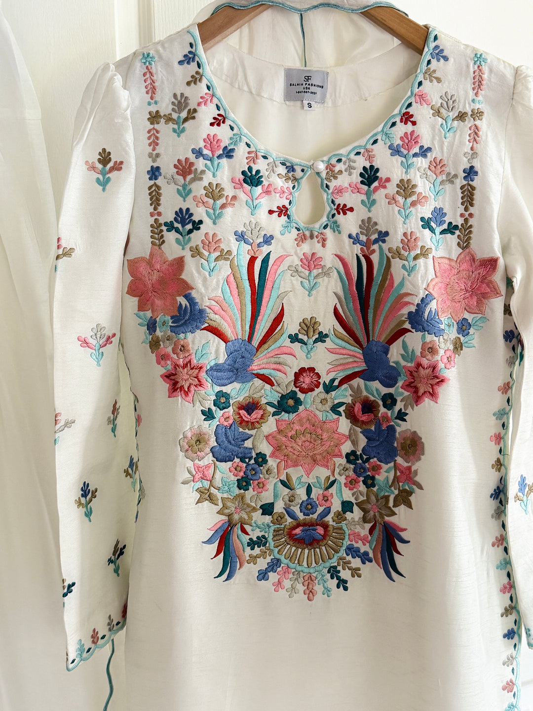 EMBROIDERED KOREAN RAW SILK FARSHI SHALWAR FRSH61