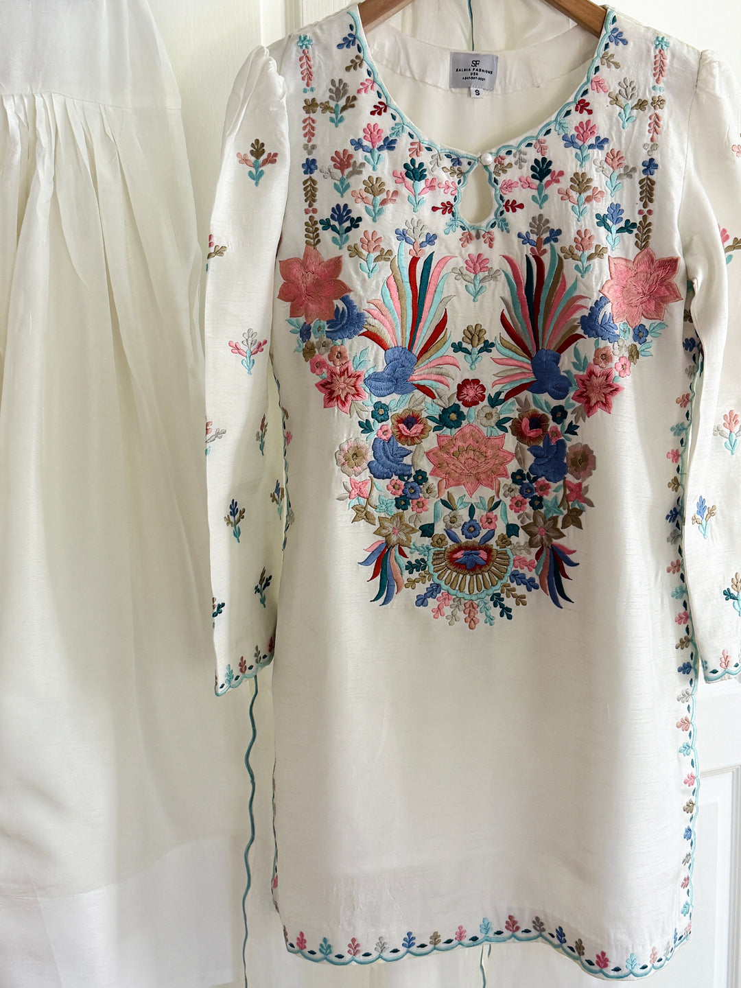 EMBROIDERED KOREAN RAW SILK FARSHI SHALWAR FRSH61