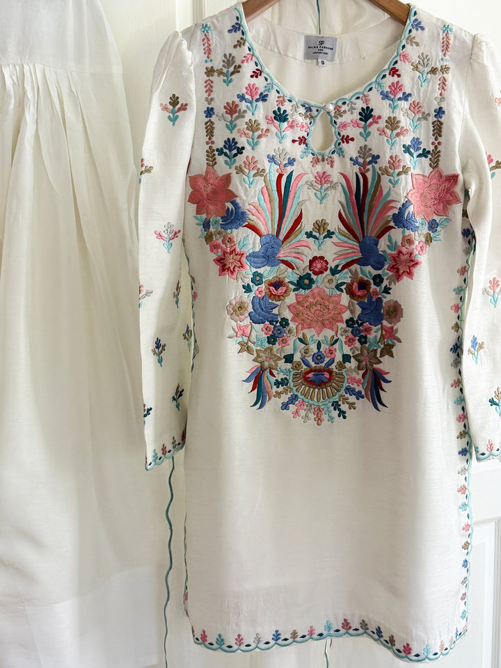 EMBROIDERED KOREAN RAW SILK FARSHI SHALWAR FRSH61