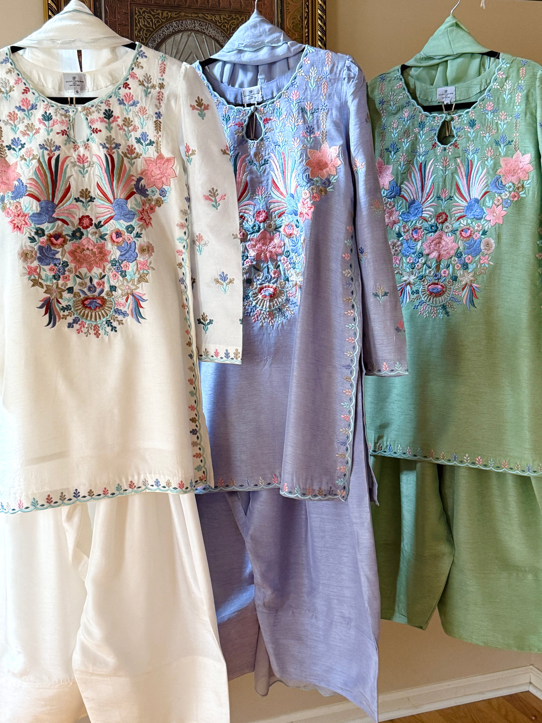 EMBROIDERED KOREAN RAW SILK FARSHI SHALWAR FRSH61