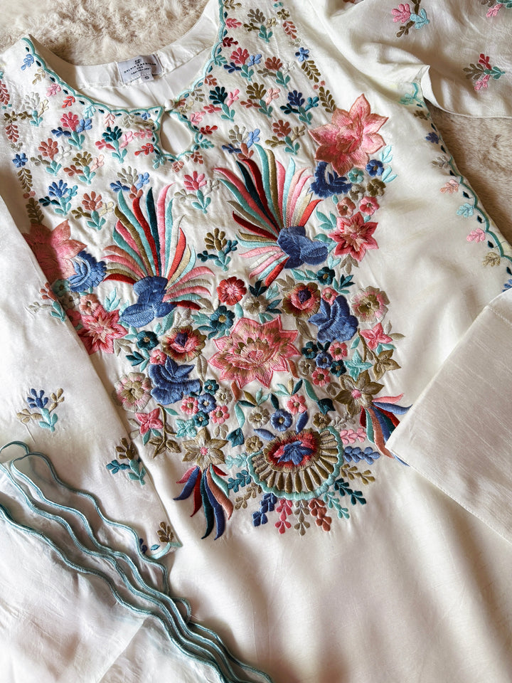 EMBROIDERED KOREAN RAW SILK FARSHI SHALWAR FRSH61