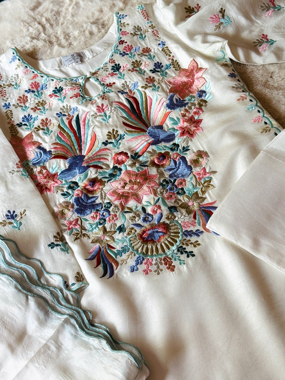 EMBROIDERED KOREAN RAW SILK FARSHI SHALWAR FRSH61