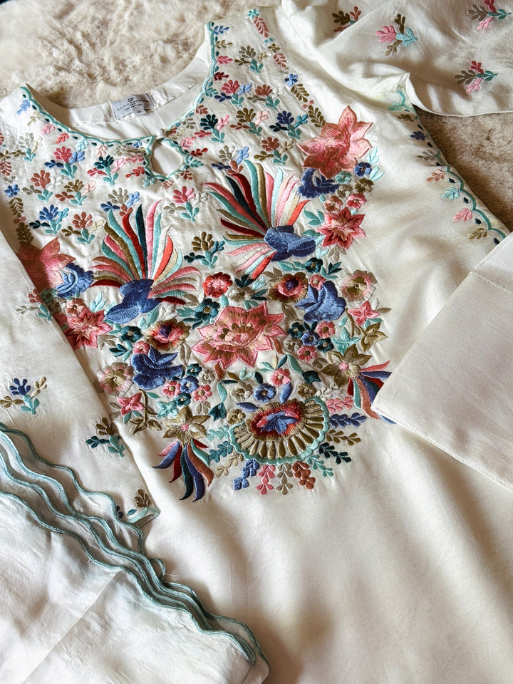 EMBROIDERED KOREAN RAW SILK FARSHI SHALWAR FRSH61