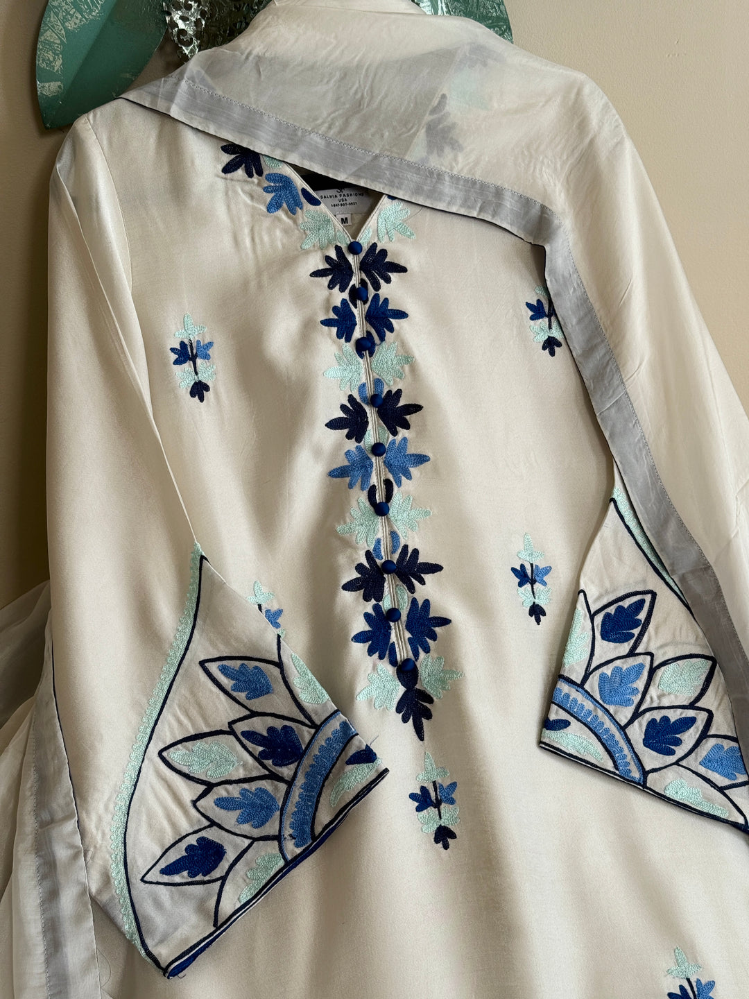 MULTI THREAD AARI EMBROIDERED SHEESHA SILK SUITS ARSF02
