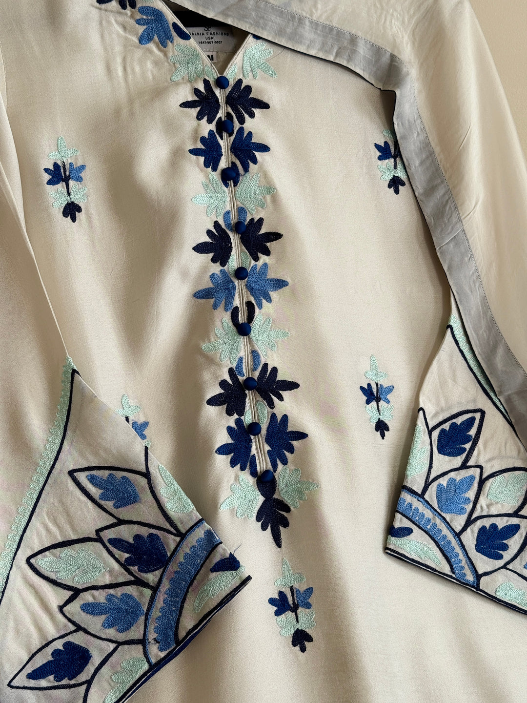 MULTI THREAD AARI EMBROIDERED SHEESHA SILK SUITS ARSF02