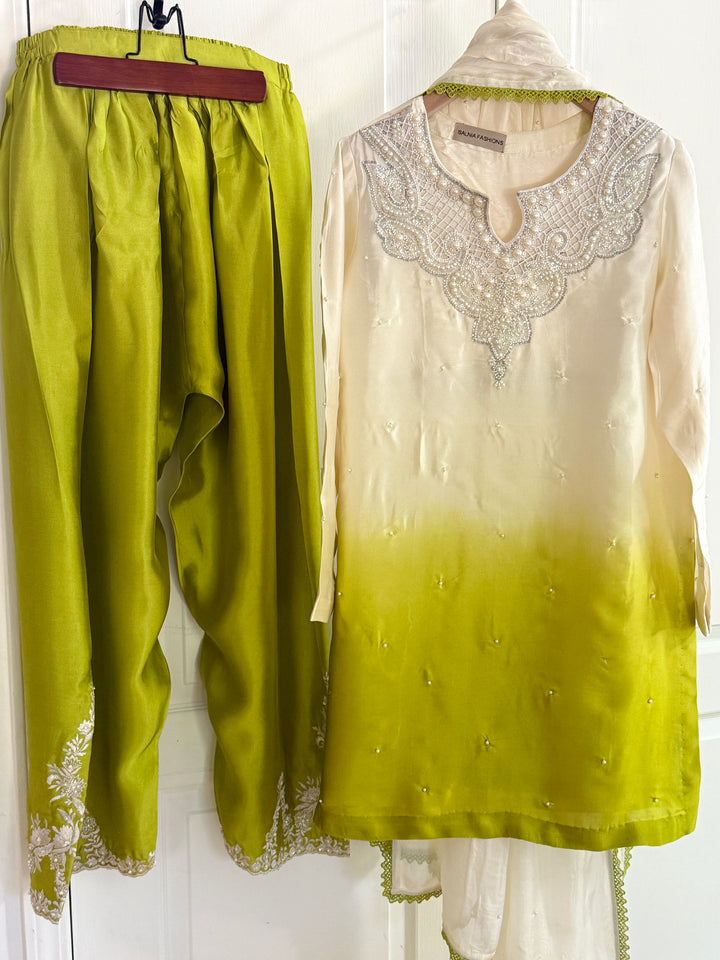 EMBROIDERED OMBRE SHEESHA SILK FARSHI SHALWAR FRSH04