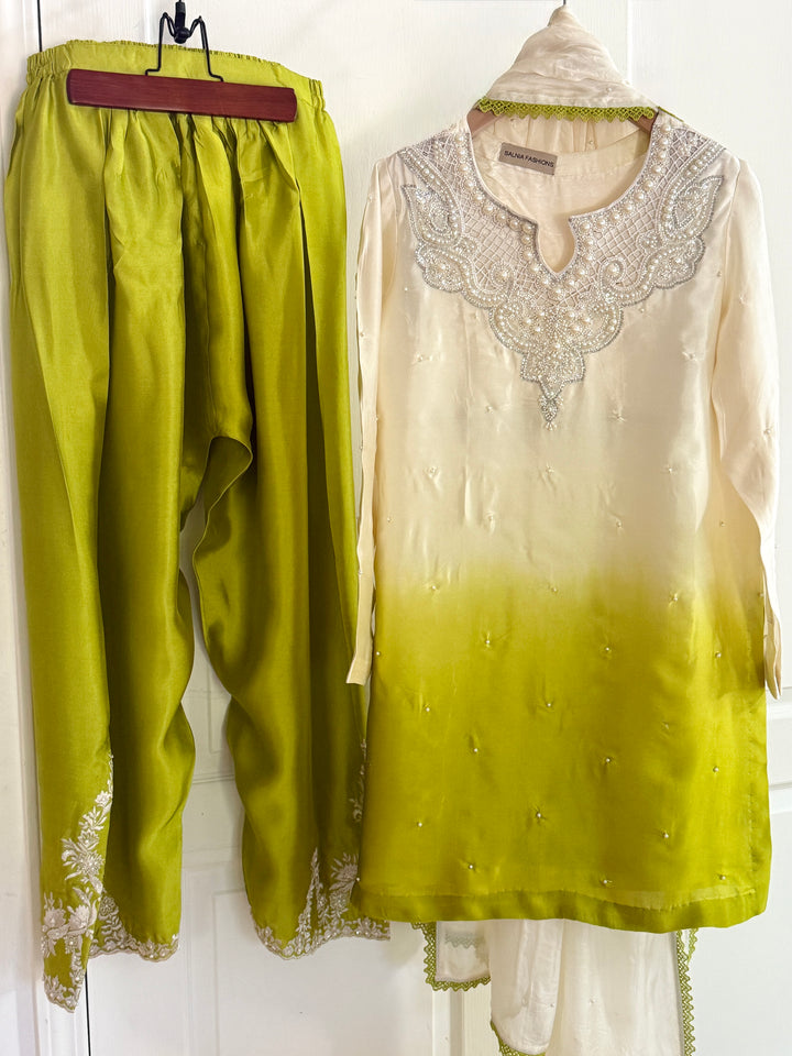 EMBROIDERED OMBRE SHEESHA SILK FARSHI SHALWAR FRSH04