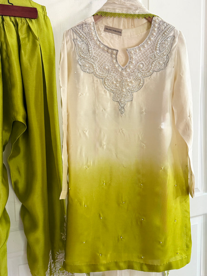 EMBROIDERED OMBRE SHEESHA SILK FARSHI SHALWAR FRSH04