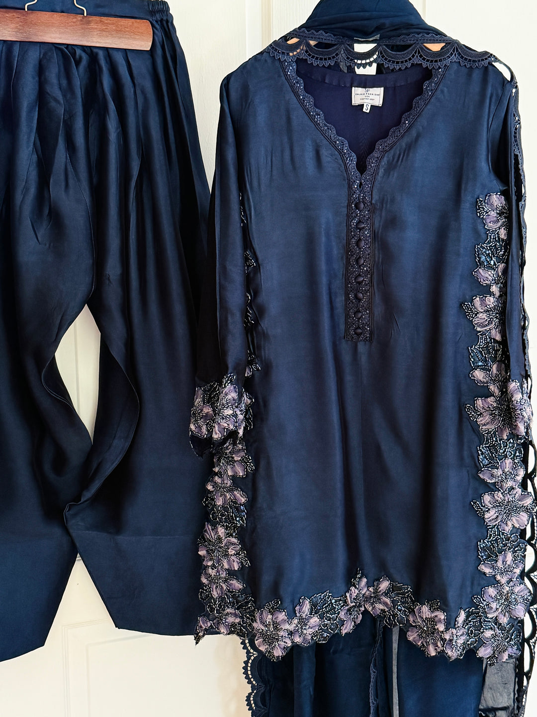 CUTWORK EMBELLISHED SHEESHA SILK FARSHI SHALWAR FRSH51